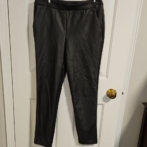 Nina Leonard Black Stretch Faux Leather Leggings